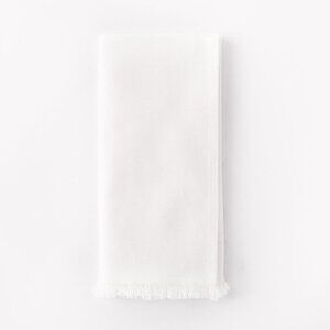 WEST ELM | NEW | Frayed Edge Napkin, White, Set of 16